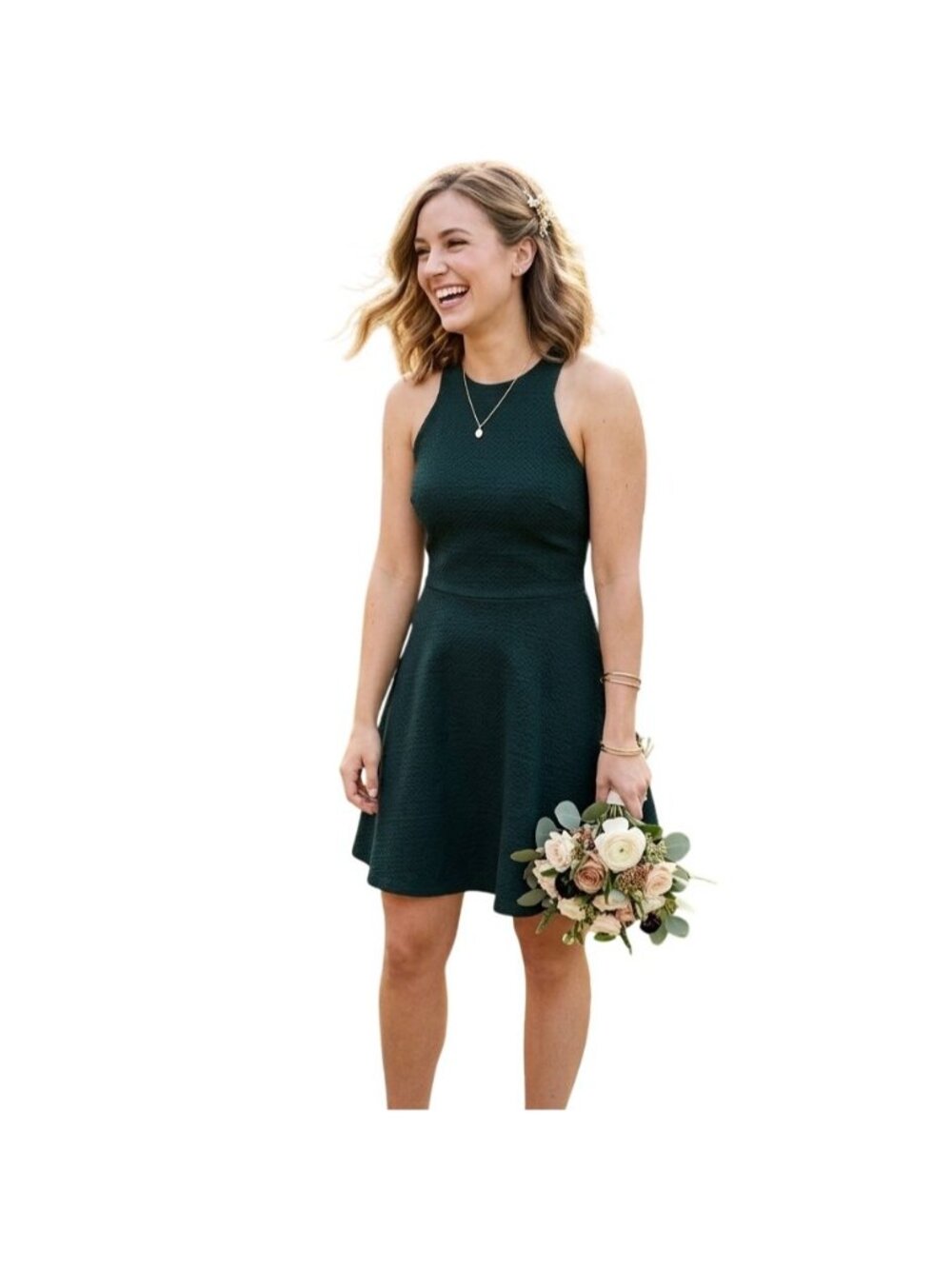 Elizabeth And James Magdalena Mini Dress 4 Textured A-Line Green Racerback